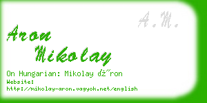 aron mikolay business card